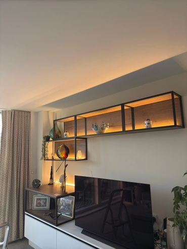 led strip lighting attached to cabinets