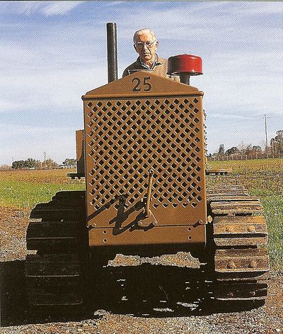 The elder Bill Bechthold on his restored Cletrac 25