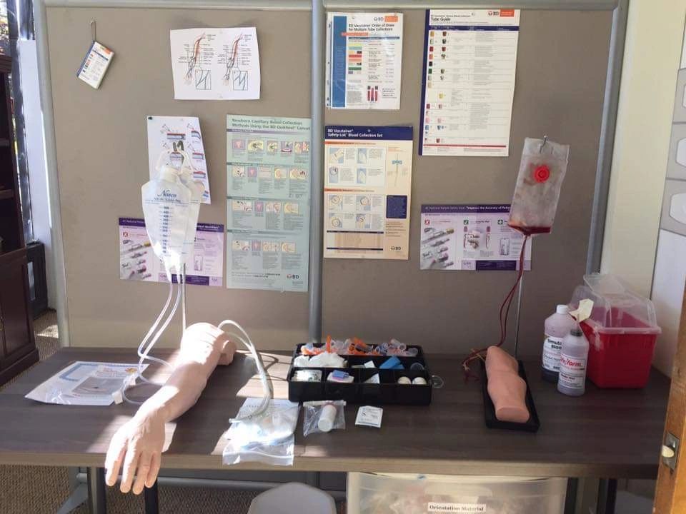 Training lab in the Certified Phlebotomy Technician class