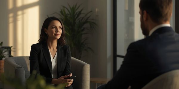 Professional woman attentively listening during a business meeting.