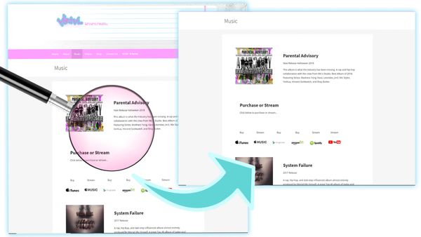 Music artist website design