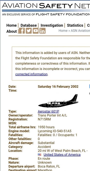 Screenshot of aircraft data and silhouette