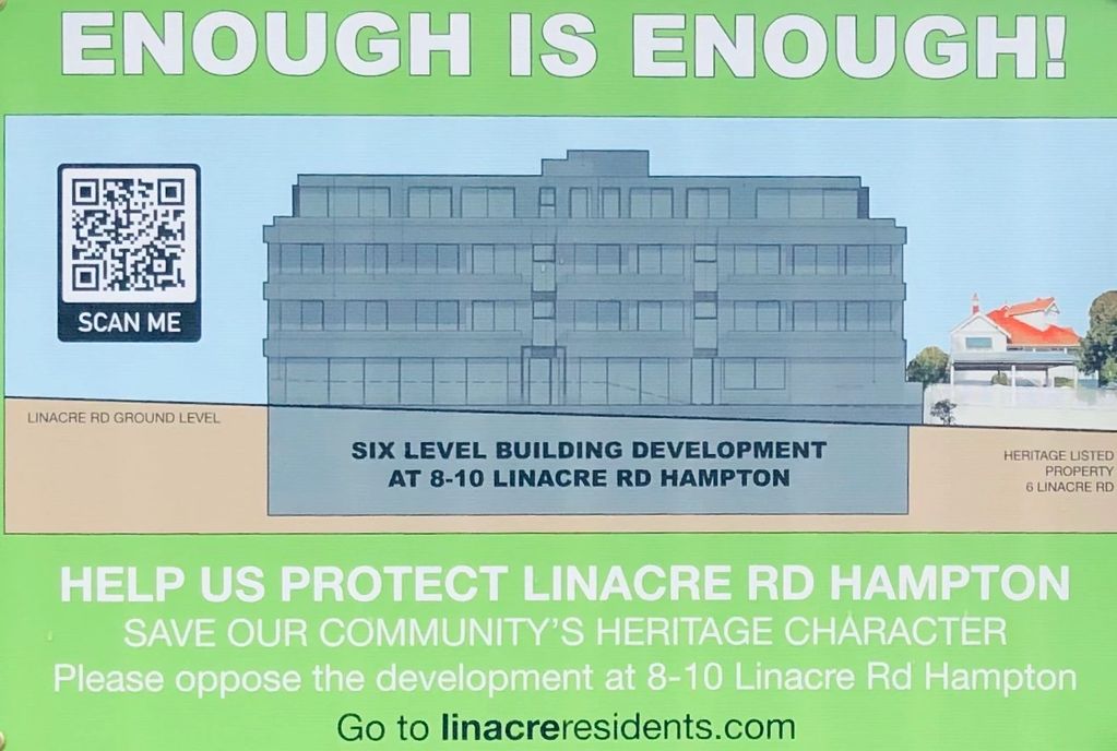 Sign regarding further overdevelopment in Hampton. 