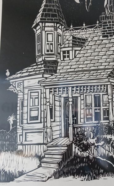NEWLAND HOUSE NEWLAND CENTER BILL ANDERSON PAINTER ARTIST HUNTINGTON BEACH LINOLEUM BLOCK PRINT
