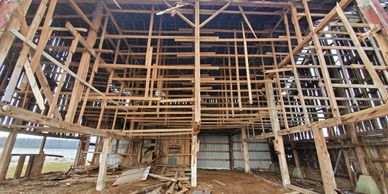 Vintage barn demolition and wood reclamation