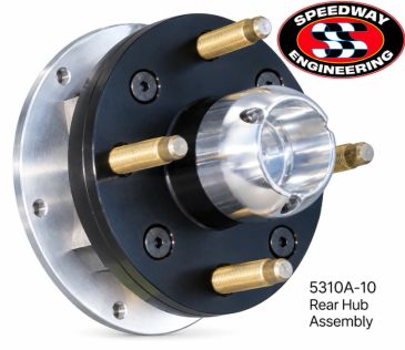 Speedway Engineering rear hub assembly with gold studs.