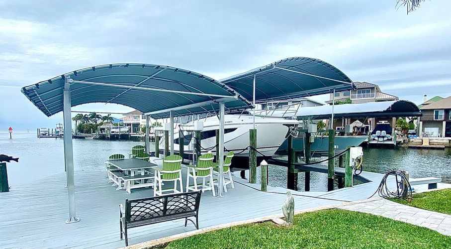 Custom boatlift covers as well as dock patio cover.