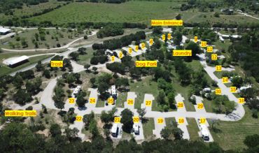 Cedar bend RV Park Site Map with RV Sites 1-30