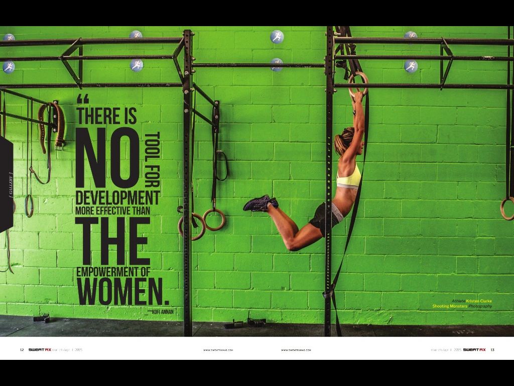 published photograph of fit woman working out by Sandra Leitch in fitness magazine 