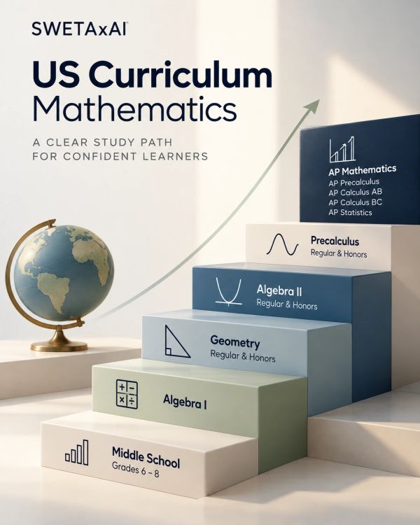 A visual guide of US Curriculum Mathematics study path.