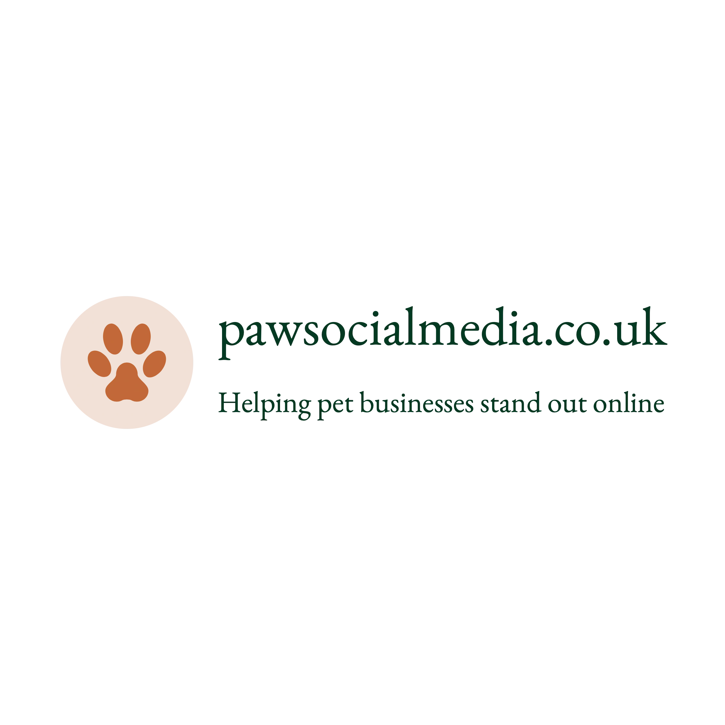 Logo of pawsocialmedia.co.uk with a brown paw print and tagline.