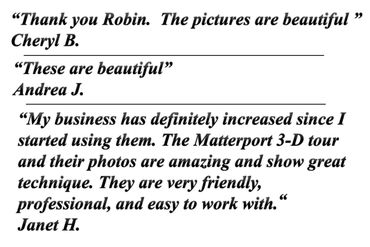 Reviews from clients written along with his name and a white background