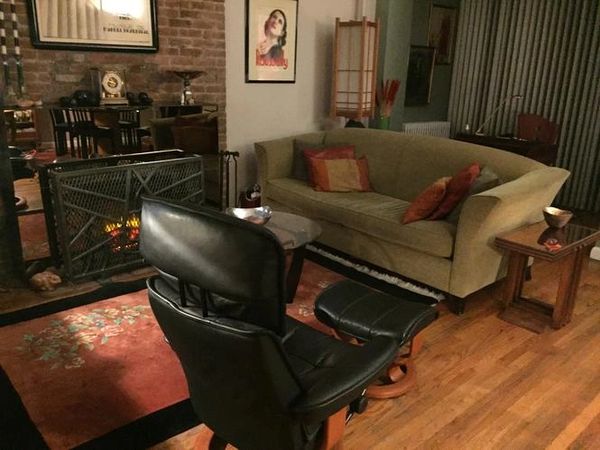 Cozy living room with fireplace