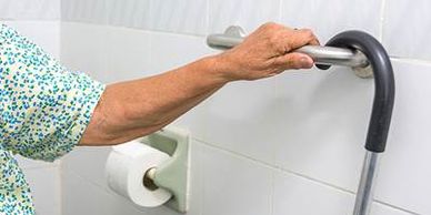 Grab bar by the toilet