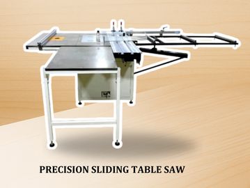 Precision sliding table saw for accurate cutting.