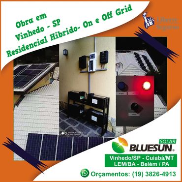 Sistema Hibrido, cliente ja tinha Sistema Ongrid, e Instalamos um Sistema OffGrid, com baterias.
