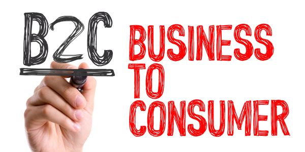 Hand underlining B2C, meaning Business to Consumer.