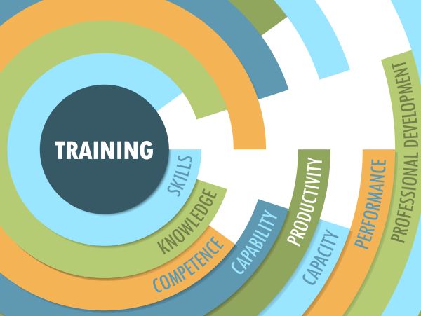 Illustration of training and its related concepts like skills and competence.