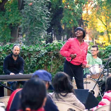 Ingrid D Johnson & The Funky Fresh Crew performing live @ The Bell Tower Community barbecue.