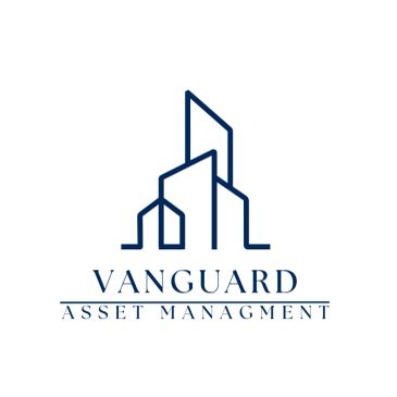 Logo of Vanguard Asset Management with stylized buildings.