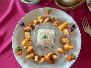 Our Coconut Shrimps, already in the table.