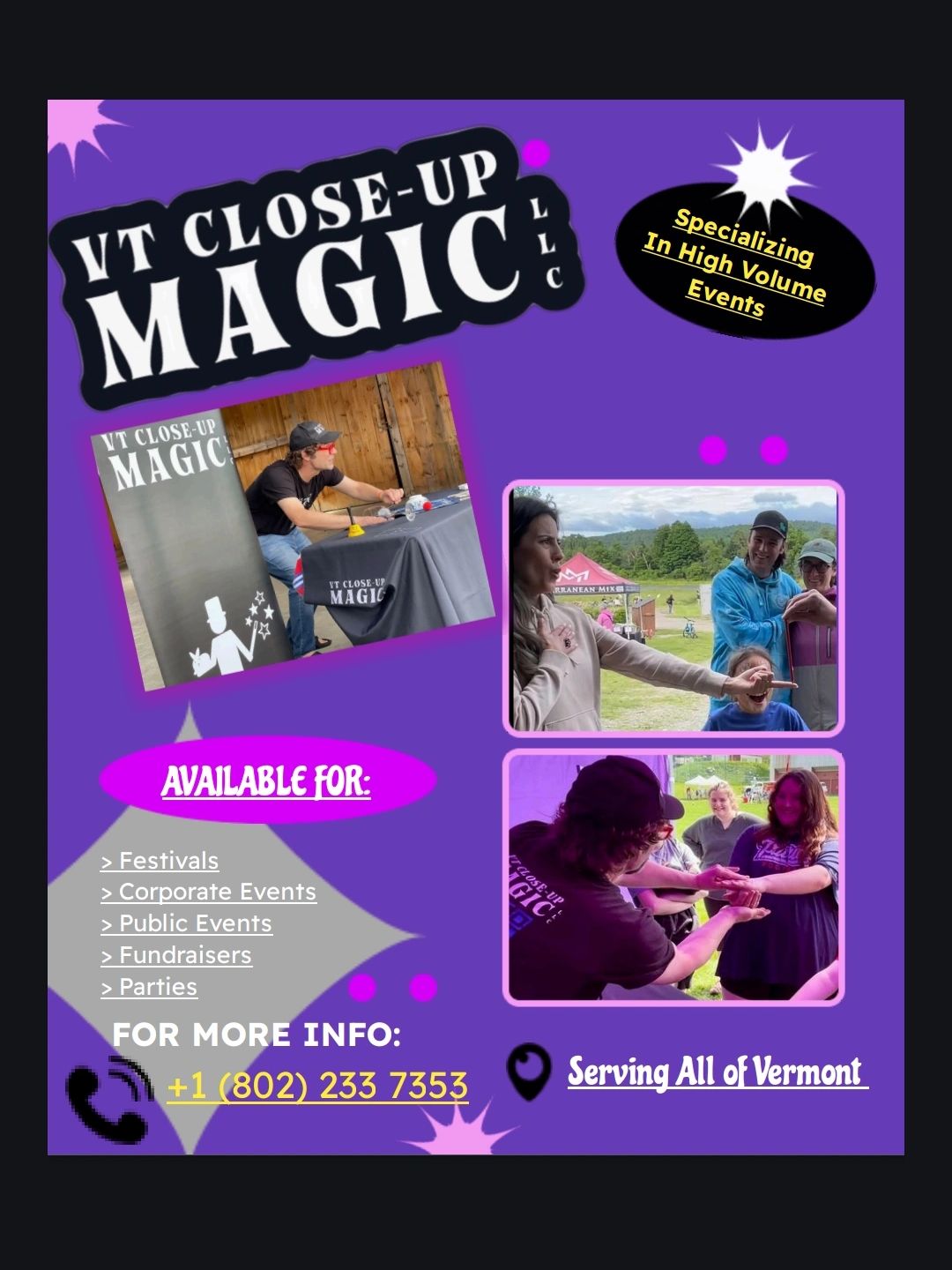 July, 2023 Grand Opening.  After 15 years of private word of mouth magic gigs for hundreds of family