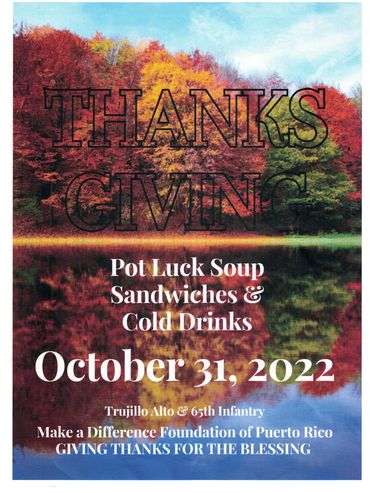 Flyer for one of our pot lucks, with the Make A Difference foundation PR