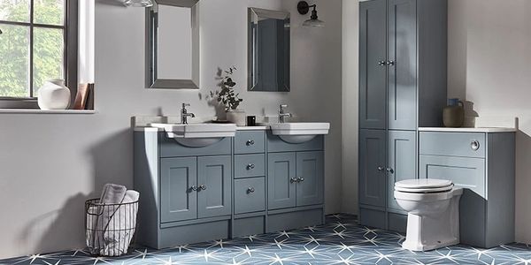 blue shaker style bathroom suite