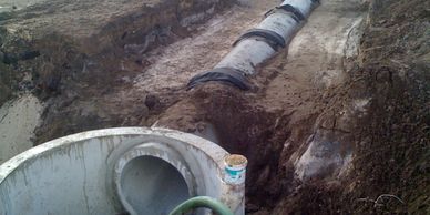 Drainage Design.  A photo of a partially constructed stormwater drainage inlet.