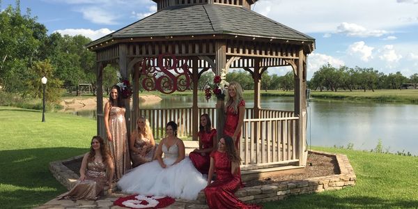 Bride and Bridesmaids at Cain's Cove on lake Nasworthy in San Angelo Texas