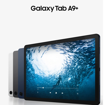 Samsung Galaxy Tab A9+ tablet coming soon with ocean adventure display.