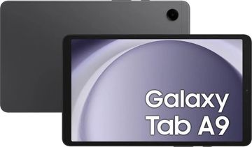Samsung Galaxy Tab A9 tablet shown from front and back.