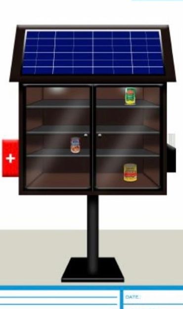 The new and improved food pantry, virtually indestructible with solar lights and food ,first aid an
