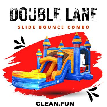 Bounce House Rentals Katy TX Blue Artic Themed Double Lane Bounce House & Inflatable Slide Combo