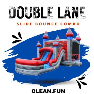 Bounce House Rentals Katy TX Titanium Themed Double Lane Bounce House & Inflatable Slide Combo