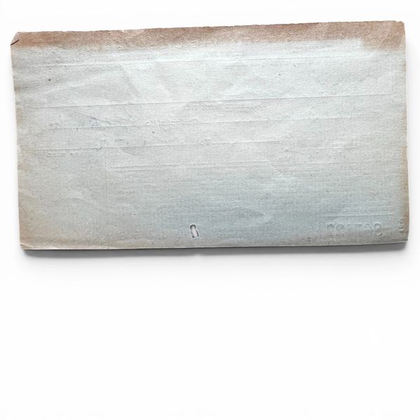 Old, worn-out rectangular metal plate with discoloration and a small hole.