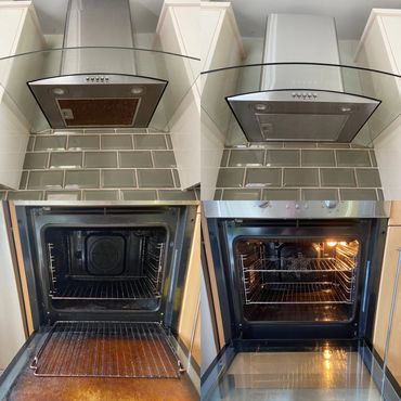 before and after of a single oven and extractor hood in Bolton