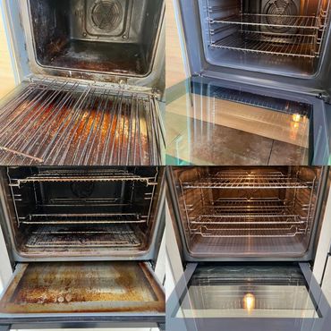before and after of a single oven clean and a Neff slide and hide oven in Bolton