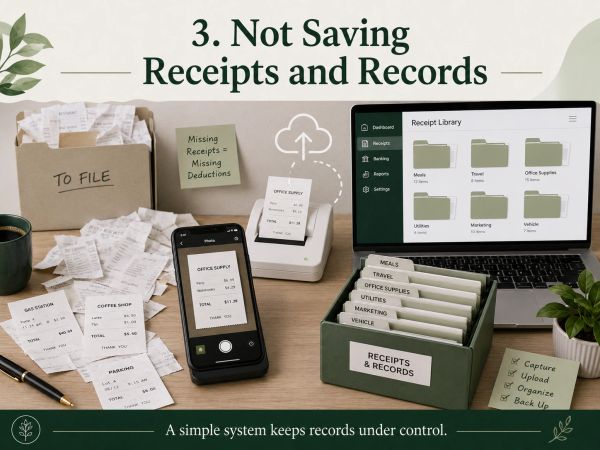 Organized system for saving receipts and records.