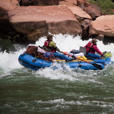 Negotiating a little riffle in the Grand Canyon