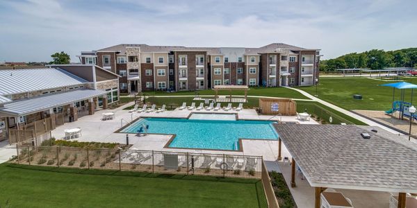 apartment complex with pool area
