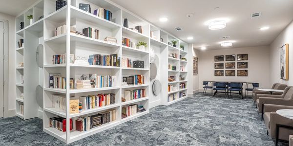 library with books and chairs