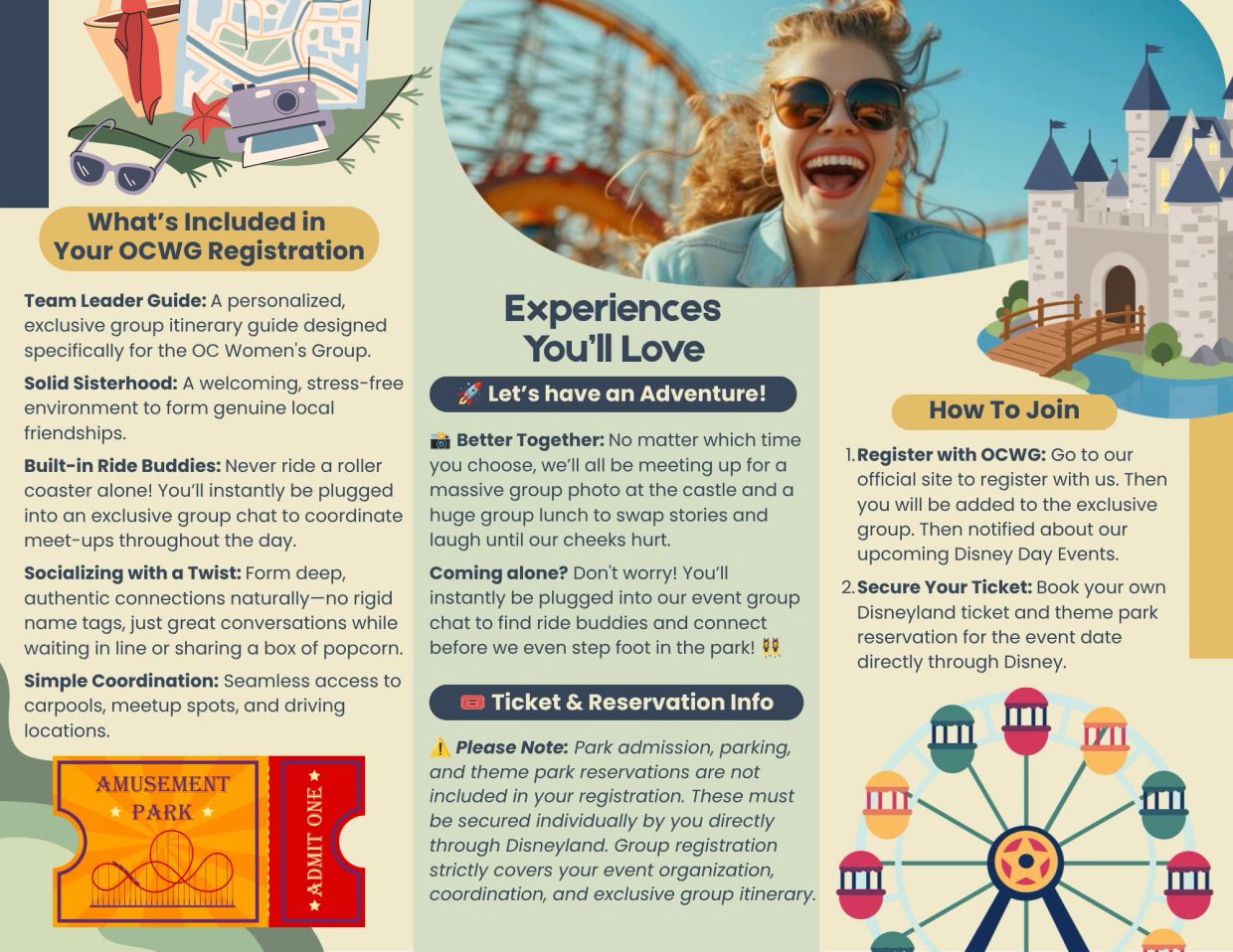 OC Women's Group Disney Day Pamphlet