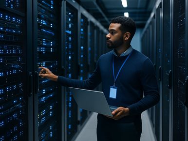 IT engineer in datacenter ensures expert staffing for infrastructure and cybersecurity.