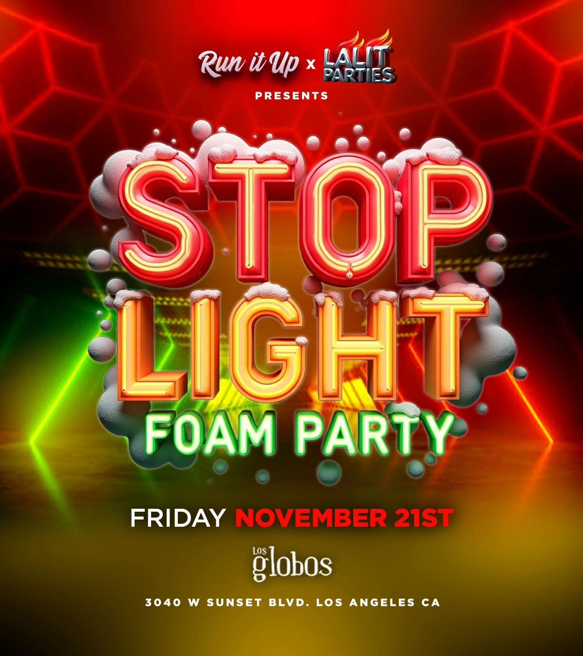 18 AND OVER FRIDAY STOP LIGHT FOAM PARTY FREE WITH RSVP HIP HOP|
REGGEATON BOTTLES $300 INFO (626)