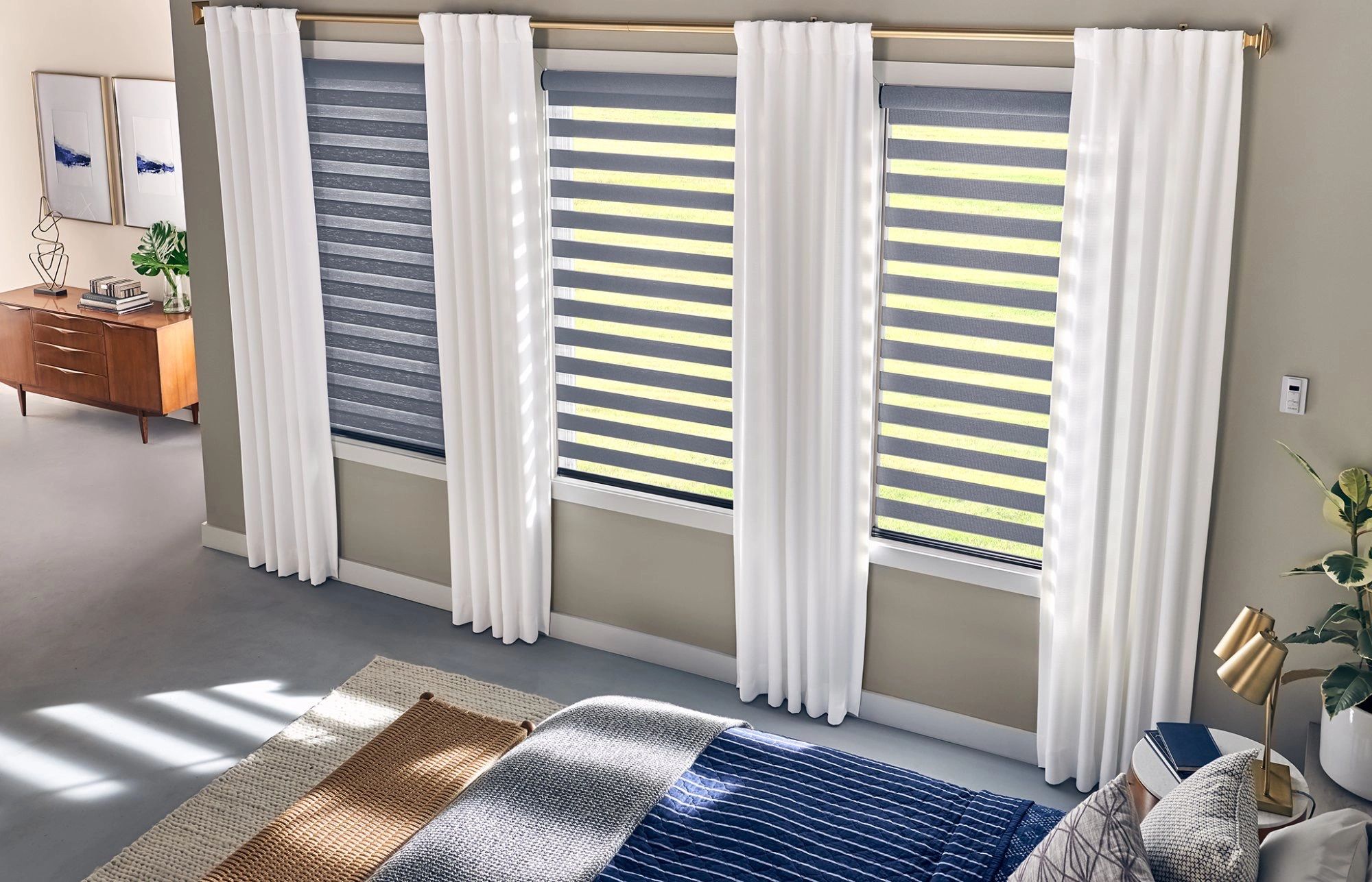 Banded/ Striped Shades matched with curtains