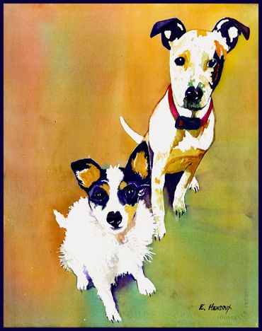 Commissioned Pet Portrait
"Parker & Izzy"
11" x 14 Watercolor