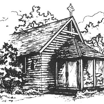 Pencil drawing of St. Matthew's Episcopal Church in Henderson, Texas.