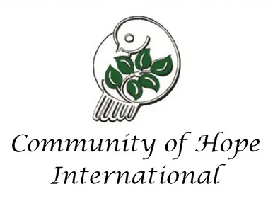 Community of Hope International logo: a white dove with green olive branches.