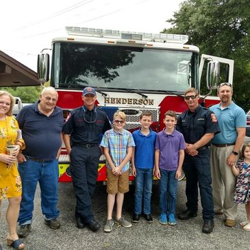 Church youth with Henderson, Texas fire department.